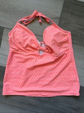 Coral Pink Halter Tankini Top